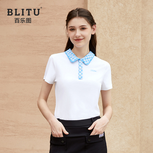 高尔夫服装女士短袖T恤2023夏季新款时尚透气排汗翻领Polo衫球衣