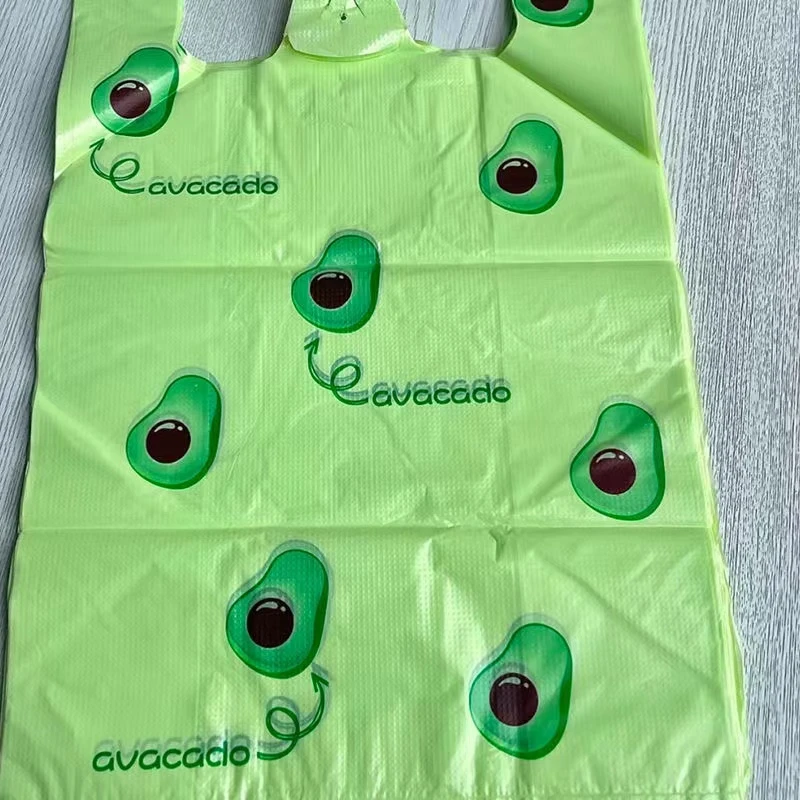 绿色牛油果手提背心式加大加厚塑料袋少女心可爱垃圾袋打包水果袋
