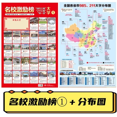 名牌大学985211名校目标墙贴挂图带分数图册激励榜全国中考高考