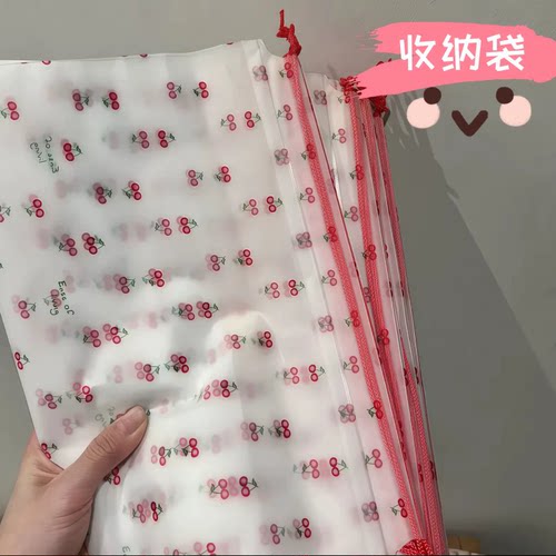 抽绳鞋子收纳袋樱桃印花旅行便携