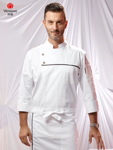 真耀 Высококлассный демисезонный лонгслив для работы, пуховик для отеля, дышащая сетка для волос, комплект, рабочая одежда, короткий рукав