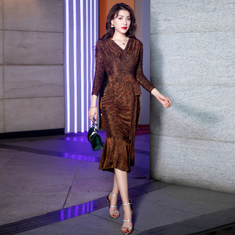 平时可穿名媛轻奢高定鱼尾晚礼服