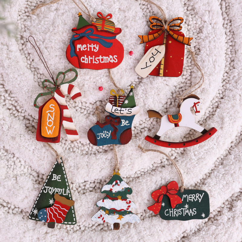 木质圣诞节装饰木马小挂件