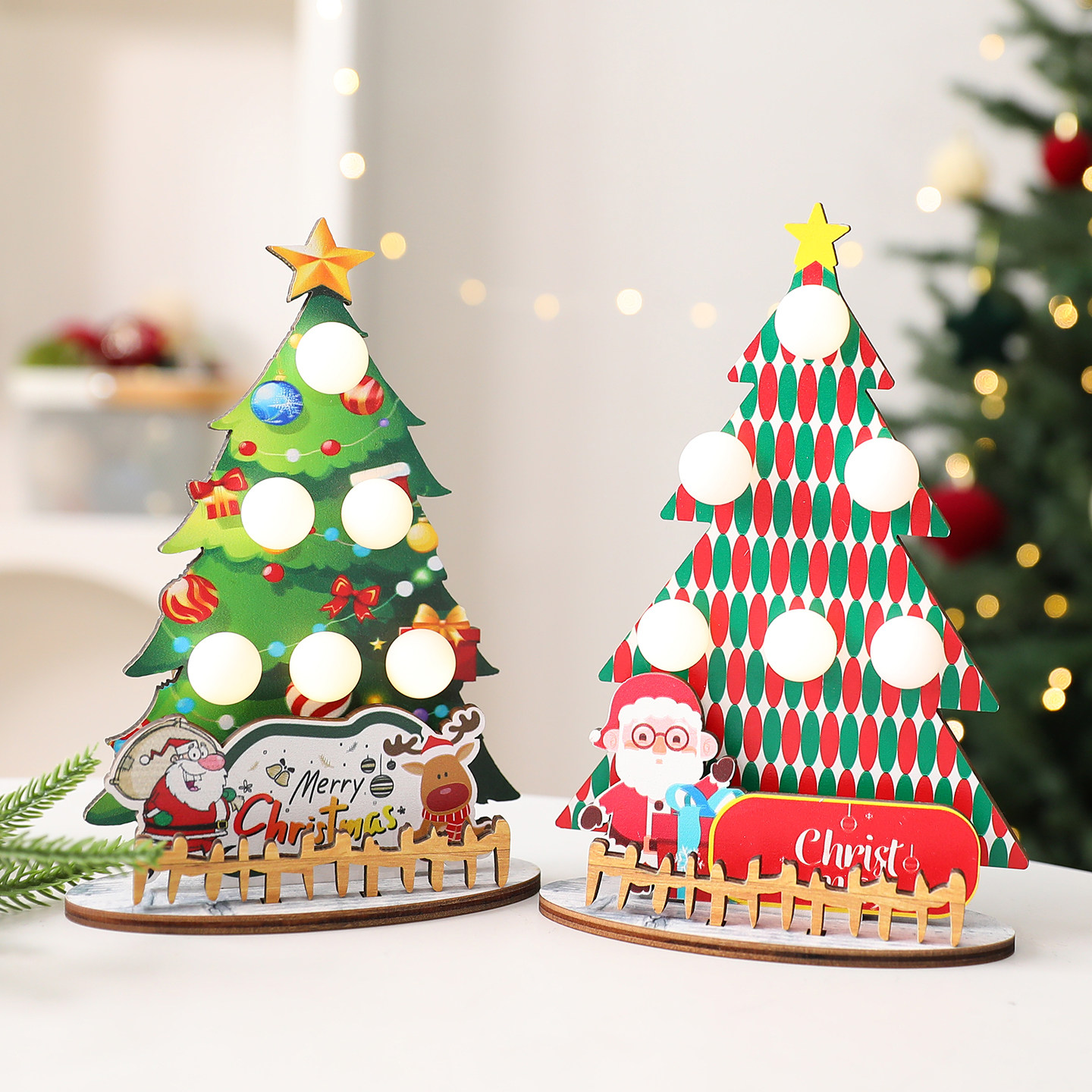 圣诞木质桌面橱窗摆件