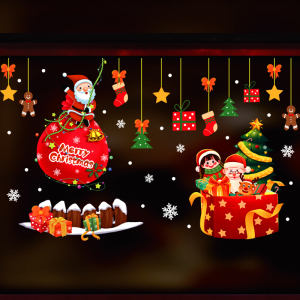 圣诞节装饰品墙贴橱窗玻璃门节日贴纸场景布置圣诞贴画窗花贴福字