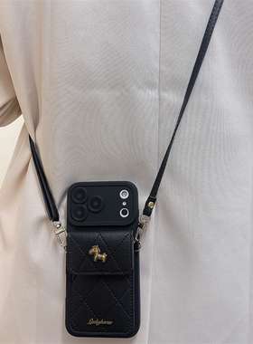 金属黑色小马零钱卡包适用vivo IQOO neo9/8/7/6/5手机壳pro高级感neo9s pro+软z9女新款turbo保护套Z10X斜挎