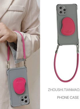 ins简约灰色斜挎挂绳适用vivo IQOO neo9/8/7/6/5手机壳neo9s pro可背z9保护套硅胶高级感创意女支架时尚简约