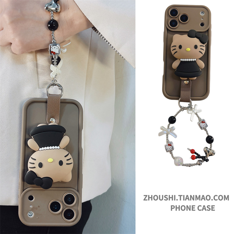 秋冬ins可爱KT支架链条适用三星s23/s24/s25/s22手机壳Ultra高级感S25Edge女防摔plus硅胶s25+手绳U个新款软