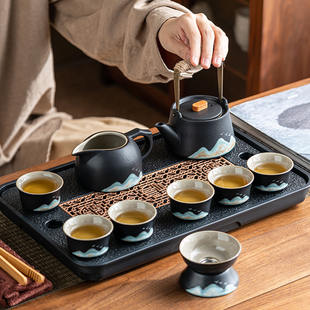 黑陶功夫茶具套装家用高档轻奢中式2026新款茶台一整套生日送长辈