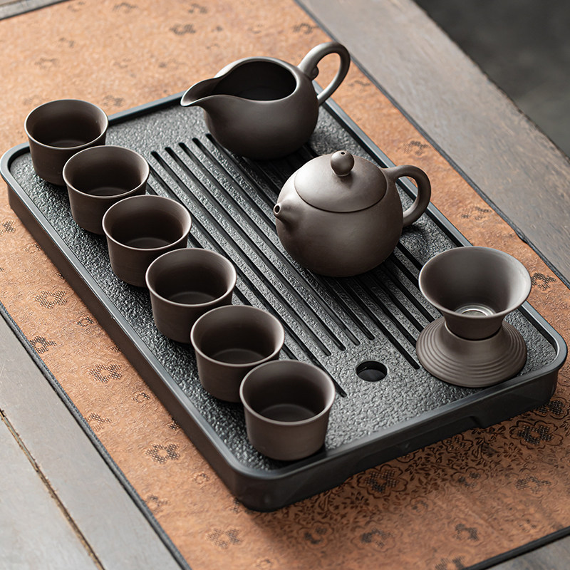 紫砂茶具套组家用办公室泡茶壶轻奢高档中式盖碗茶杯全套陶瓷茶盘