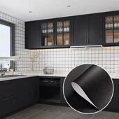 纯黑色贴纸自粘墙纸哑光磨砂膜电脑桌面家具翻新背景装 饰壁纸防水