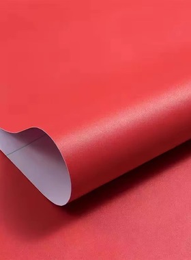 红色墙纸自粘纯色防水贴纸10米背景墙中国红壁纸自带胶婚庆即贴