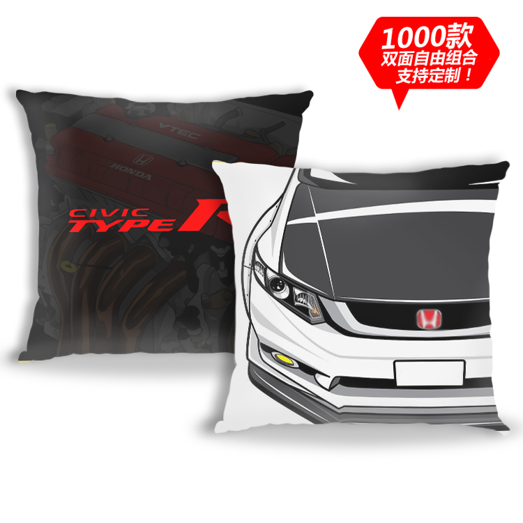 JDM定制抱枕汽车靠枕毛绒皮双面