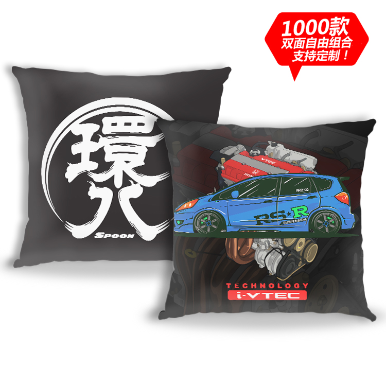 JDM定制抱枕汽车靠枕毛绒皮双面