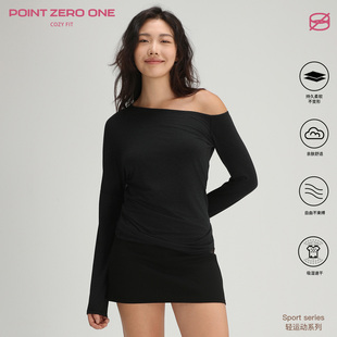 COZY T恤女内搭打底上衣 FIT轻运动系列柔软一字肩长袖