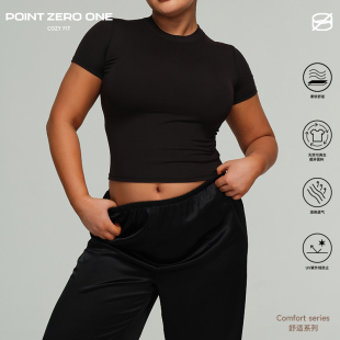 打底内搭网球短袖 舒适系列立裁紧身短袖 黑色运动T恤女 FIT COZY