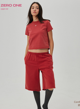 COZY FIT舒适系新年红正肩圆领短袖内搭打底2025新款夏季短袖T恤