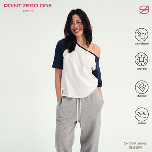 COZY 25年不对称休闲T恤一字肩上衣宽松显瘦 FIT原创斜肩短袖