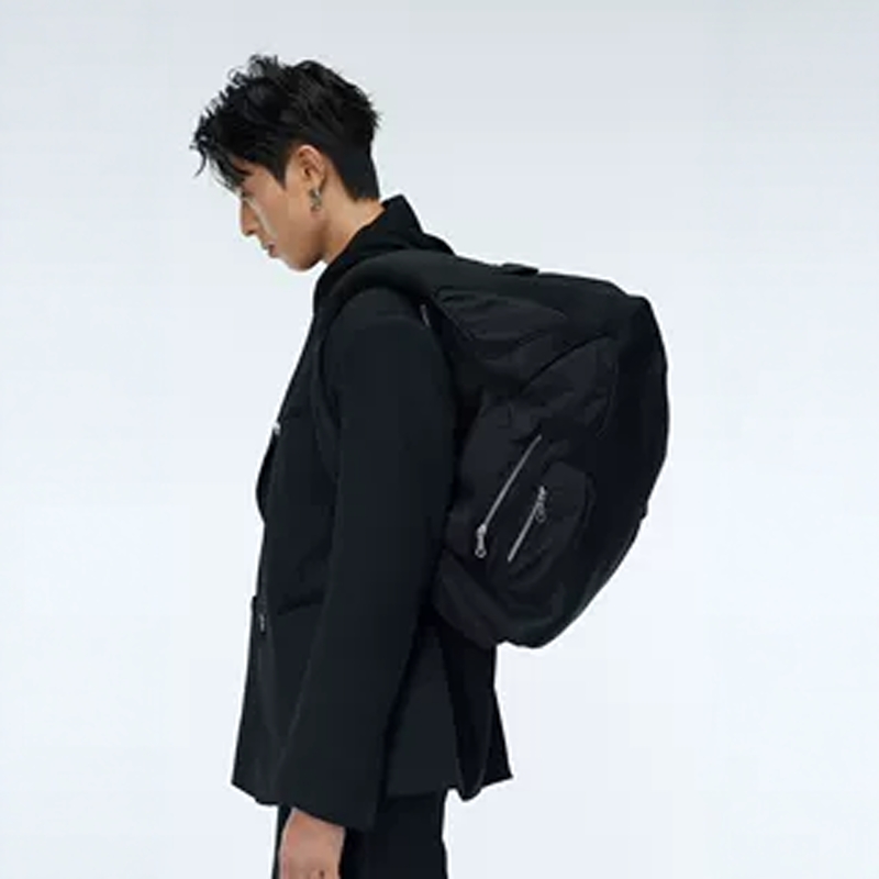 电脑包不规则拉链网布单肩包