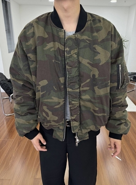 Without Me/VULCAN棉服加绒防风防水廓形迷彩保暖短款空军夹克