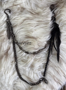 Without Me/4youreyez暗黑视觉羽毛 骷髅裤链挂件原创配饰小众