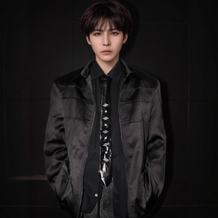 Without Me/COMPLETE99% 十字军花珍珠pu皮窄版高级感衬金属领带