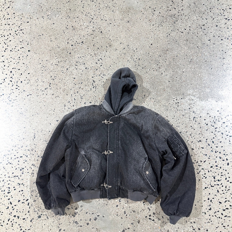 廓形弯刀Bomber棉服牛仔夹克
