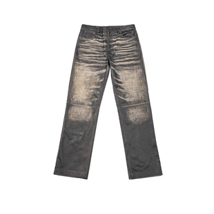 进口小牛皮 ARTIST 手工打磨破坏 猫须 Without 摇滚机车皮裤