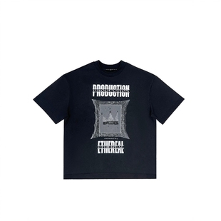 图像插画摇滚字母印花中性短袖 Without 圆领短款 ETHEREAL T恤