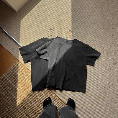 做旧基础短袖宽松全棉vintag光板
