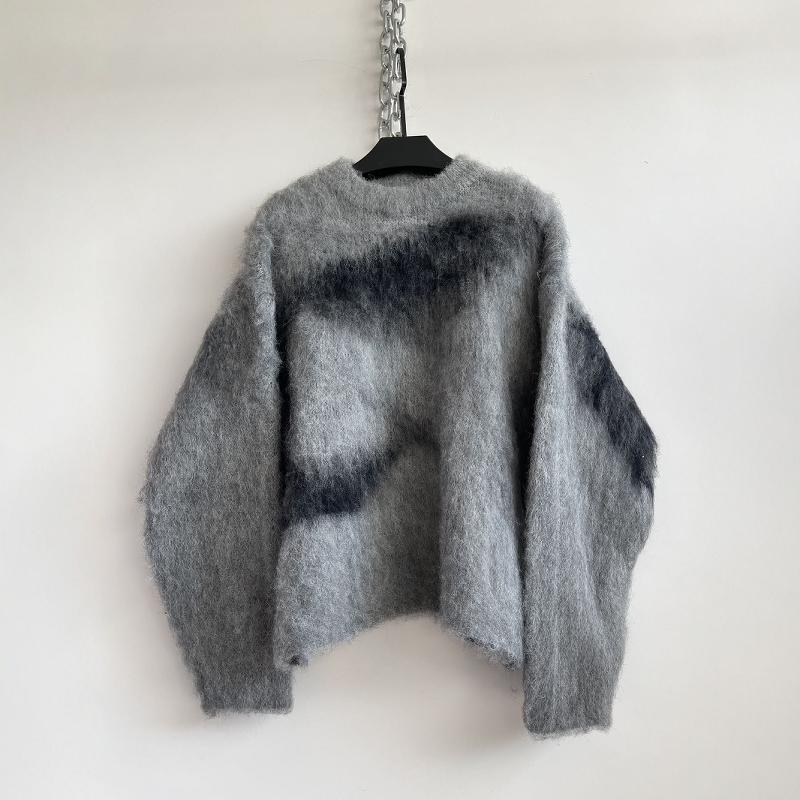 针织毛纱短宽廓形毛衣