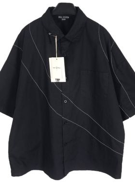 WithoutMe/1of remake Remake 黑色廓形明线设计暗黑先锋短袖衬衫