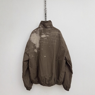 Without Me/SMILEANDSAD手工洗褪标语廓形双层复古摇粒绒工装棉服