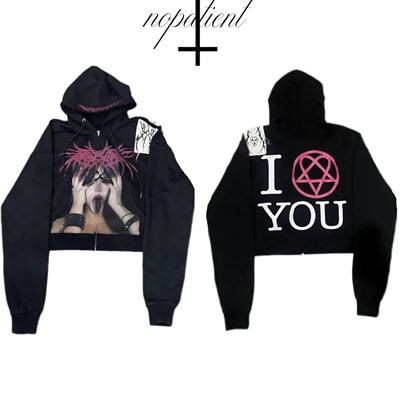 亚文化暗黑贴布人像卫衣
