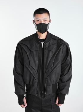 WithoutMe/ssin7 24AW 多活页雾面颗粒纹理暗黑廓形棉衣黑白