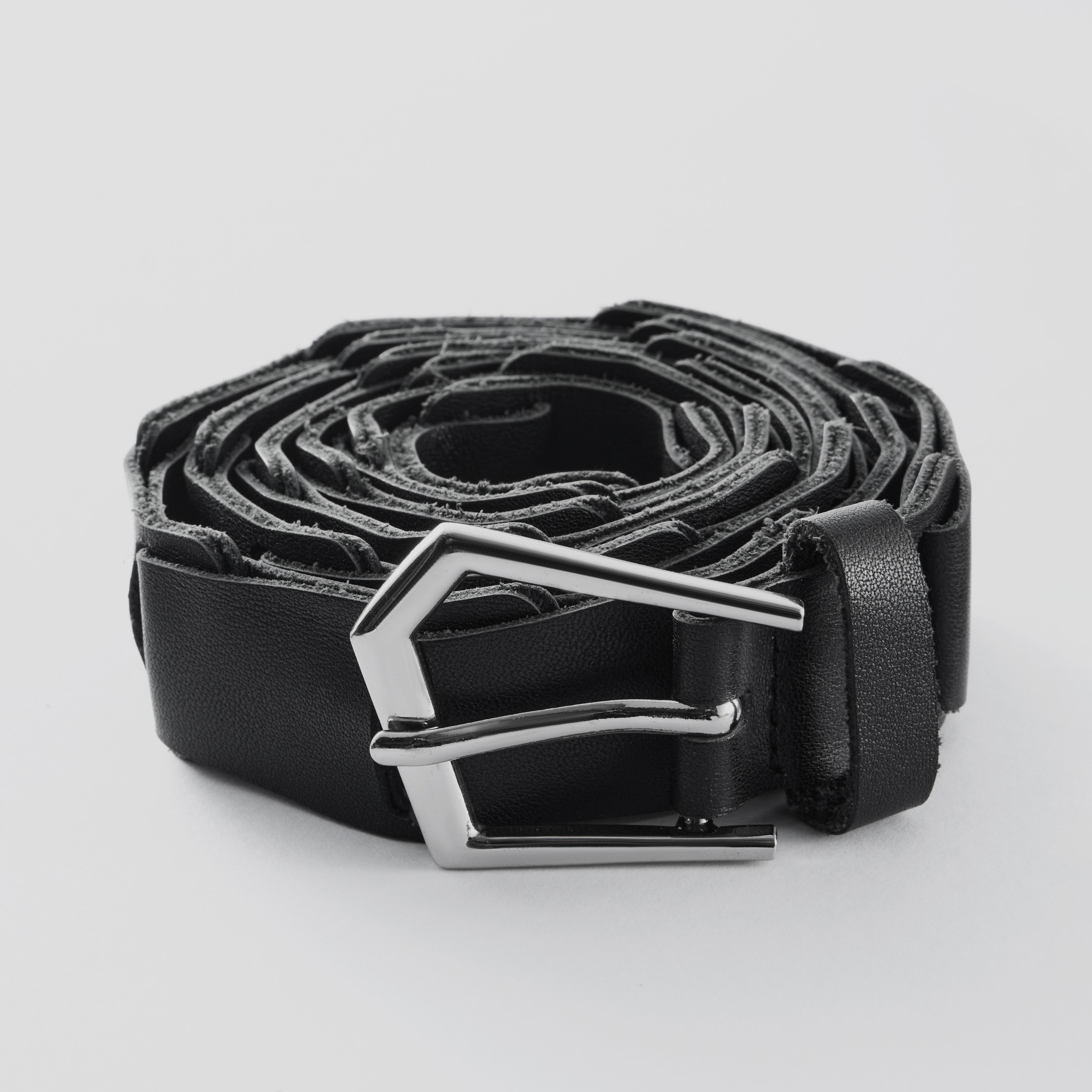 异型环扣拼接意大利小牛皮腰带