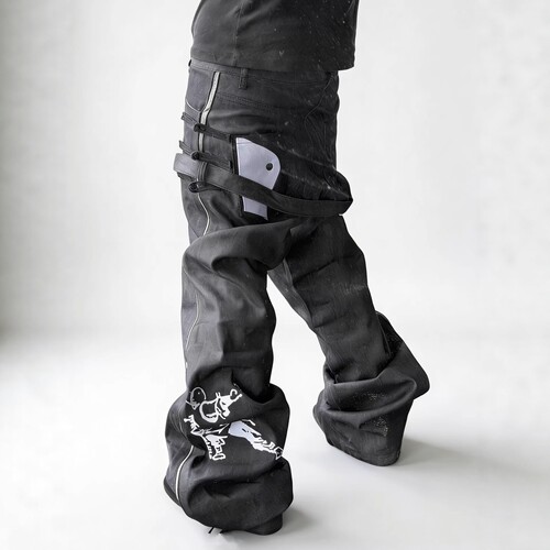 万针刺绣功夫盘扣弯刀原牛牛仔裤