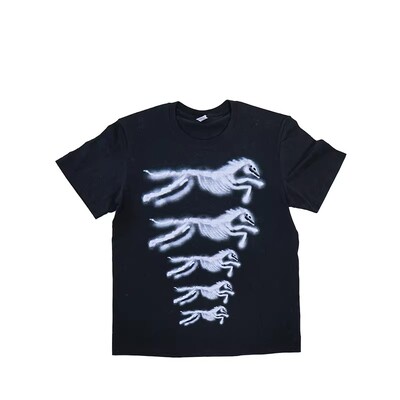 数码直喷印花黑色短宽紧身短袖