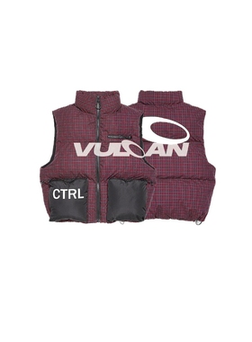 Without Me/VULCAN 红色格纹空气层棉服背心廓形充棉保暖马甲男女