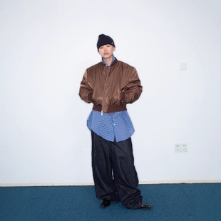 Without Me/FEAR4FREE复古短宽垫肩棉服Street少年氛围感夹克加棉