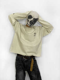 VAJAVU 骷髅印花保暖冷帽毛线帽弹力针织帽堆堆帽 Without