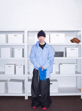 Without Me/FEAR4FREE立体廓形结构设计衬衫多穿法条纹宽松简约