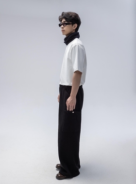 Without Me/Amalga mation 24AW 摇粒绒贴袋高腰宽松休闲长裤