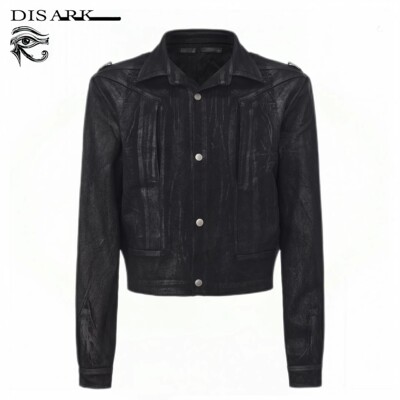 暗黑先锋修身刷蜡牛仔夹克