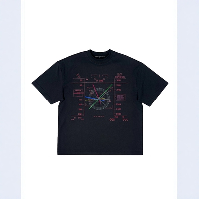 赛博朋克圆领短款科幻印花短袖