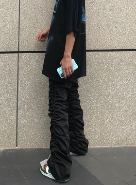 Without Me/snipe33褶皱堆积微喇叭长裤修身街头INS风男女休闲