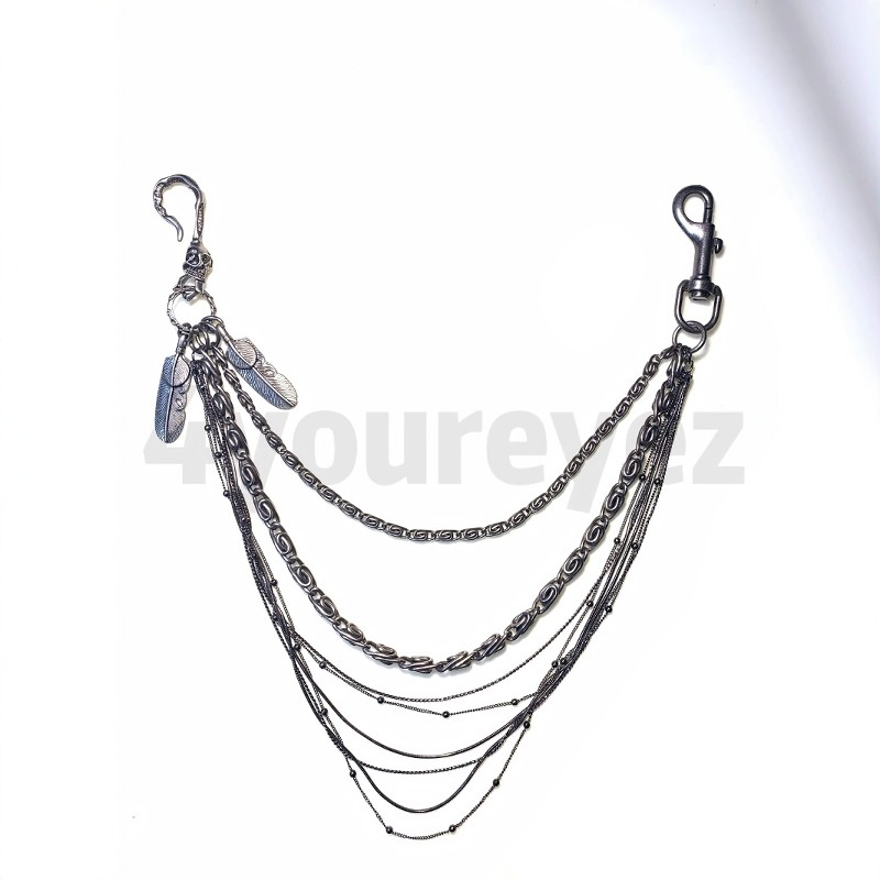 Without Me/原创多层次流苏暗黑视觉裤链 羽毛项链金属朋克腰链