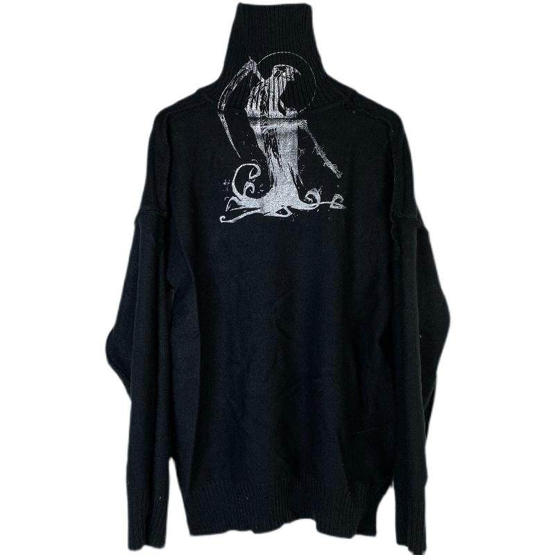 Without Me/SAS 小众品牌手工廓形高领死神月亮印花宽松毛衣男女