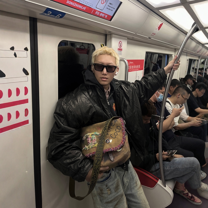 头层牛皮油蜡抗寒棉服机车廓形
