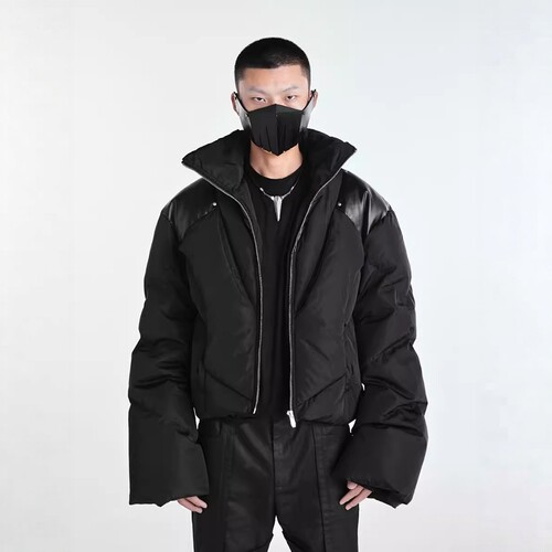 暗黑先锋镂空廓形羽绒棉服外套